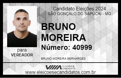 Candidato BRUNO MOREIRA 2024 - SÃO GONÇALO DO SAPUCAÍ - Eleições