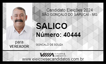 Candidato SALICO 2024 - SÃO GONÇALO DO SAPUCAÍ - Eleições