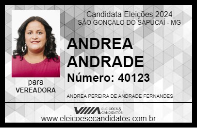 Candidato ANDREA ANDRADE 2024 - SÃO GONÇALO DO SAPUCAÍ - Eleições