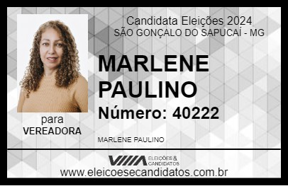 Candidato MARLENE PAULINO 2024 - SÃO GONÇALO DO SAPUCAÍ - Eleições