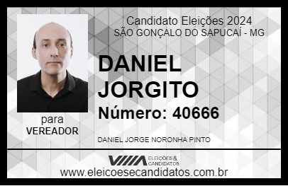 Candidato DANIEL JORGITO 2024 - SÃO GONÇALO DO SAPUCAÍ - Eleições