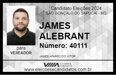 Candidato JAMES ALEBRANT 2024 - SÃO GONÇALO DO SAPUCAÍ - Eleições