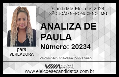 Candidato ANALIZA DE PAULA 2024 - SÃO JOÃO NEPOMUCENO - Eleições