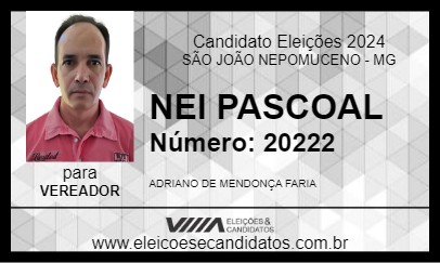 Candidato NEI PASCOAL 2024 - SÃO JOÃO NEPOMUCENO - Eleições