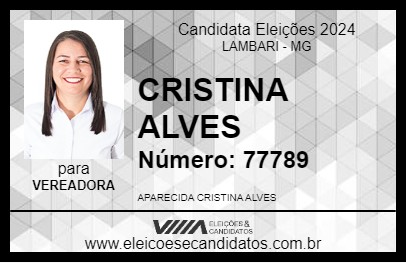 Candidato CRISTINA ALVES 2024 - LAMBARI - Eleições