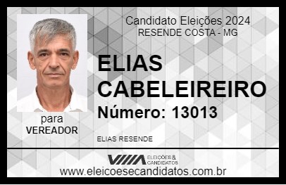 Candidato ELIAS CABELEIREIRO 2024 - RESENDE COSTA - Eleições