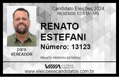 Candidato RENATO ESTEFANI 2024 - RESENDE COSTA - Eleições