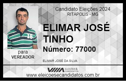 Candidato ELIMAR JOSÉ TINHO 2024 - RITÁPOLIS - Eleições