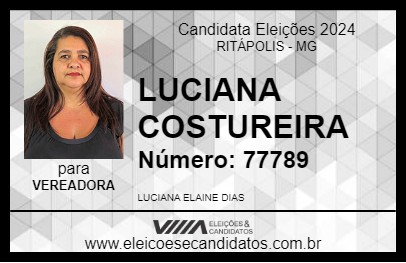 Candidato LUCIANA COSTUREIRA 2024 - RITÁPOLIS - Eleições