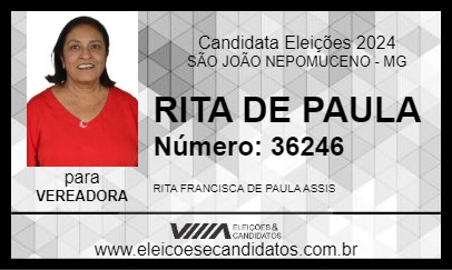 Candidato RITA DE PAULA 2024 - SÃO JOÃO NEPOMUCENO - Eleições