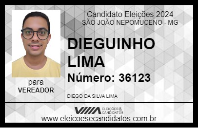 Candidato DIEGUINHO LIMA 2024 - SÃO JOÃO NEPOMUCENO - Eleições