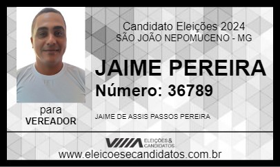 Candidato JAIME PEREIRA 2024 - SÃO JOÃO NEPOMUCENO - Eleições