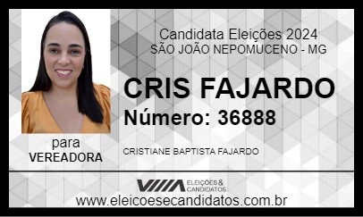 Candidato CRIS FAJARDO 2024 - SÃO JOÃO NEPOMUCENO - Eleições