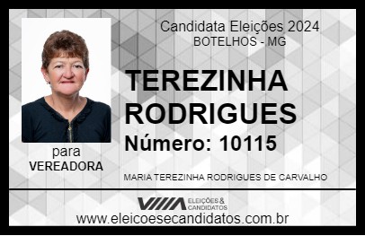 Candidato TEREZINHA RODRIGUES 2024 - BOTELHOS - Eleições