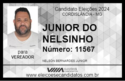 Candidato JUNIOR DO NELSINHO 2024 - CORDISLÂNDIA - Eleições