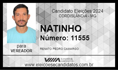 Candidato NATINHO 2024 - CORDISLÂNDIA - Eleições