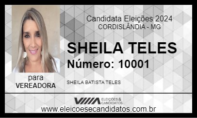 Candidato SHEILA TELES 2024 - CORDISLÂNDIA - Eleições