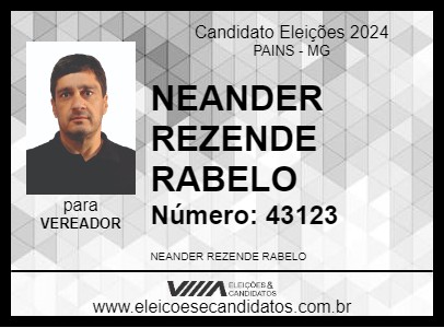 Candidato NEANDER REZENDE RABELO 2024 - PAINS - Eleições