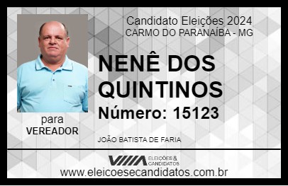 Candidato NENÊ DOS QUINTINOS 2024 - CARMO DO PARANAÍBA - Eleições