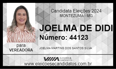 Candidato JOELMA DE DIDI 2024 - MONTEZUMA - Eleições