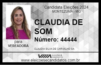 Candidato CLAUDIA DE SOM 2024 - MONTEZUMA - Eleições