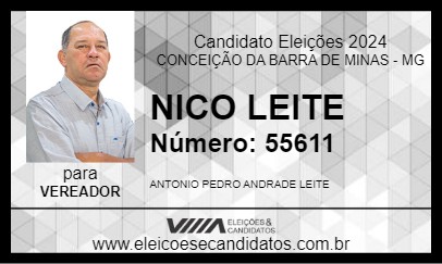 Candidato NICO LEITE 2024 - CONCEIÇÃO DA BARRA DE MINAS - Eleições