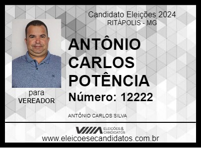 Candidato ANTÔNIO CARLOS POTÊNCIA 2024 - RITÁPOLIS - Eleições