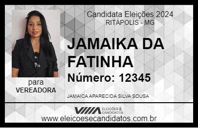 Candidato JAMAIKA DA FATINHA 2024 - RITÁPOLIS - Eleições