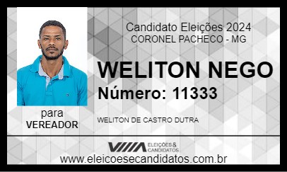 Candidato WELITON NEGO 2024 - CORONEL PACHECO - Eleições