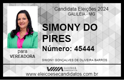 Candidato SIMONY DO PIRES 2024 - GALILÉIA - Eleições