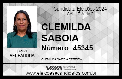 Candidato CLEMILDA SABOIA 2024 - GALILÉIA - Eleições