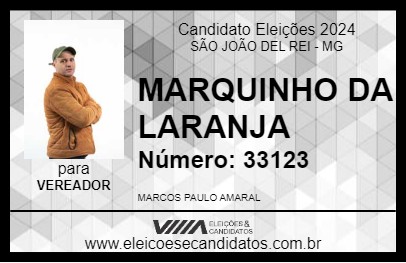 Candidato MARQUINHO DA LARANJA 2024 - SÃO JOÃO DEL REI - Eleições