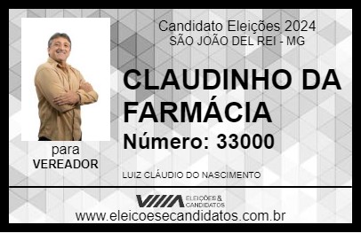 Candidato CLAUDINHO DA FARMÁCIA 2024 - SÃO JOÃO DEL REI - Eleições