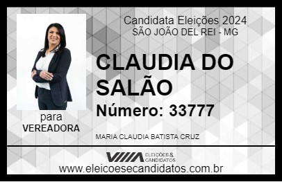 Candidato CLAUDIA DO SALÃO 2024 - SÃO JOÃO DEL REI - Eleições