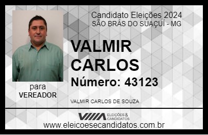 Candidato VALMIR CARLOS 2024 - SÃO BRÁS DO SUAÇUÍ - Eleições