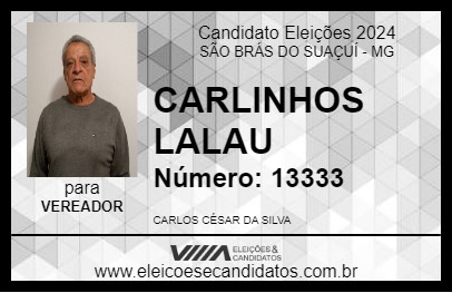 Candidato CARLINHOS LALAU 2024 - SÃO BRÁS DO SUAÇUÍ - Eleições