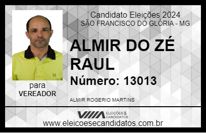 Candidato ALMIR DO ZÉ RAUL 2024 - SÃO FRANCISCO DO GLÓRIA - Eleições