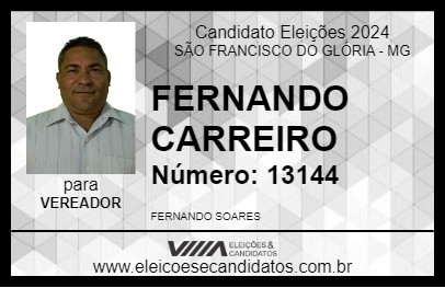 Candidato FERNANDO CARREIRO 2024 - SÃO FRANCISCO DO GLÓRIA - Eleições