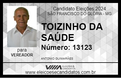 Candidato TOIZINHO DA SAÚDE 2024 - SÃO FRANCISCO DO GLÓRIA - Eleições