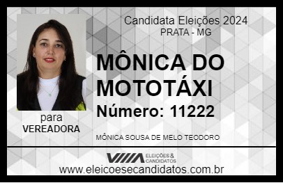 Candidato MÔNICA DO MOTOTÁXI 2024 - PRATA - Eleições