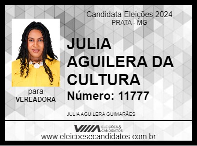 Candidato JULIA AGUILERA DA CULTURA 2024 - PRATA - Eleições