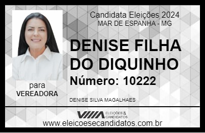 Candidato DENISE FILHA DO DIQUINHO 2024 - MAR DE ESPANHA - Eleições