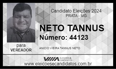 Candidato NETO TANNUS 2024 - PRATA - Eleições