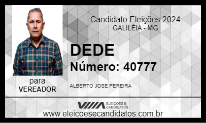 Candidato DEDE 2024 - GALILÉIA - Eleições