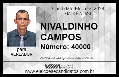 Candidato NIVALDINHO CAMPOS 2024 - GALILÉIA - Eleições