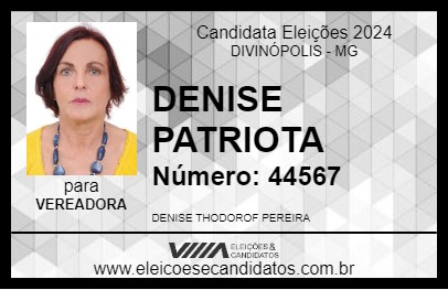 Candidato DENISE PATRIOTA 2024 - DIVINÓPOLIS - Eleições