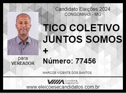 Candidato TICO COLETIVO JUNTOS SOMOS + 2024 - CONGONHAS - Eleições