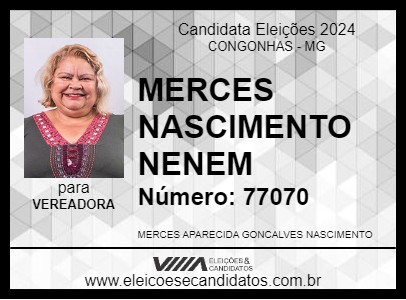 Candidato MERCES NASCIMENTO NENEM 2024 - CONGONHAS - Eleições