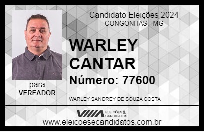 Candidato WARLEY CANTOR 2024 - CONGONHAS - Eleições