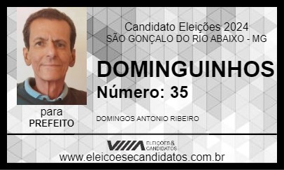 Candidato DOMINGUINHOS 2024 - SÃO GONÇALO DO RIO ABAIXO - Eleições